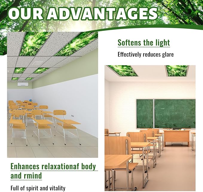 Hortsun Pack of 2 Fluorescent Light Covers 4 x 2 Feet Magnetic Ceiling Light - Image 5