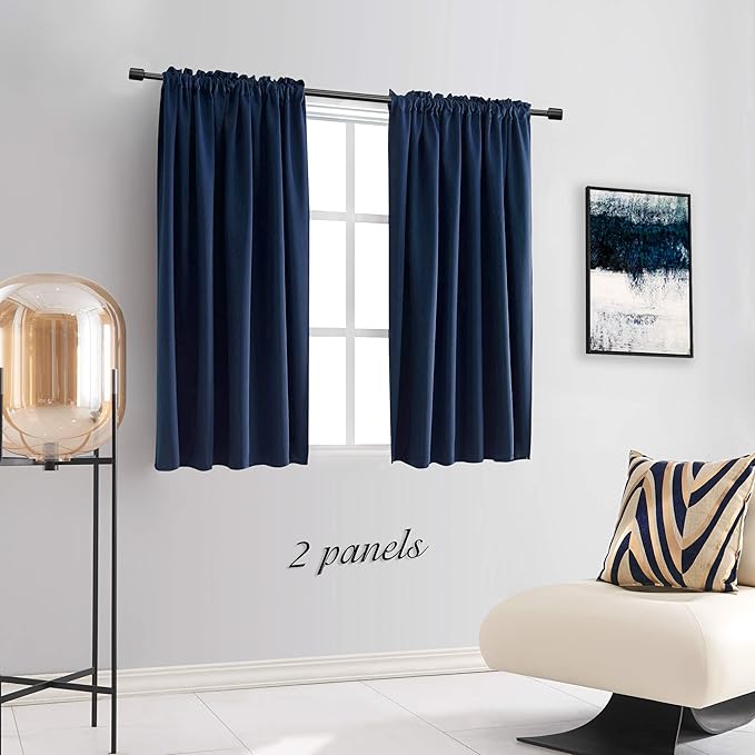 DONREN Navy Blue Blackout Curtain Drapes - Image 2