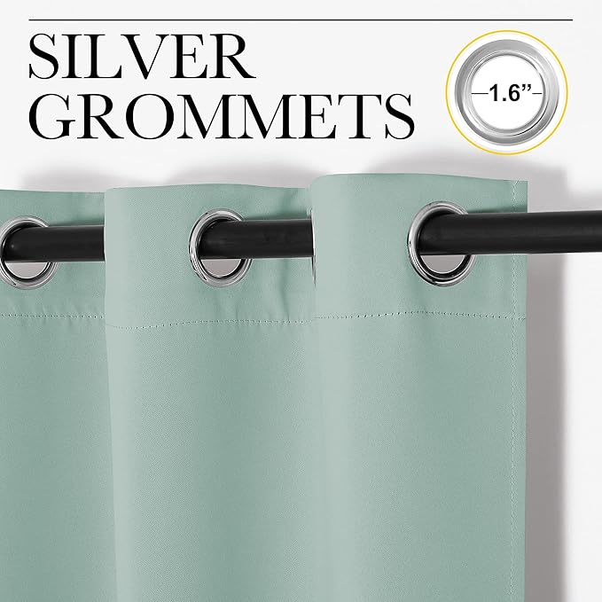 NICETOWN Small Window Curtains for Bedroom, Seafoam Green Window Treatment - Image 2