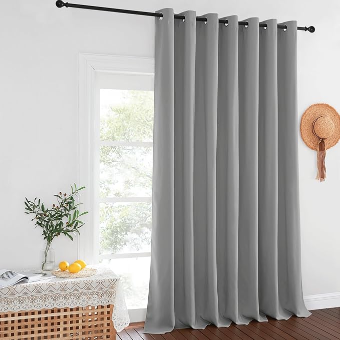 NICETOWN Silver Gray Sliding Door Curtains 108 inches Long - Image 2