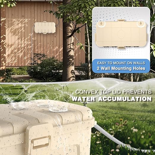Flemoon Medium Outdoor Electrical Box, IP54 Waterproof Extension Cord Cover w/6 - Image 6
