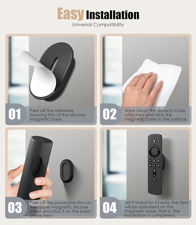 5 Pack Magnetic Remote Control Holder Wall Mount, Upgraded No Drill - Image 5