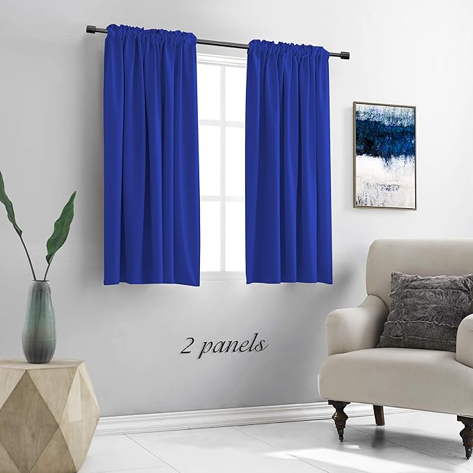 DONREN 54 Inch Length Royal Blue Blackout Curtain Drapes - Image 2