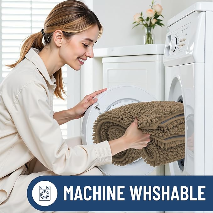 Smiry Luxury Chenille Bathroom Rugs 40x32, Extra Soft and Absorbent Shaggy Bath - Image 6