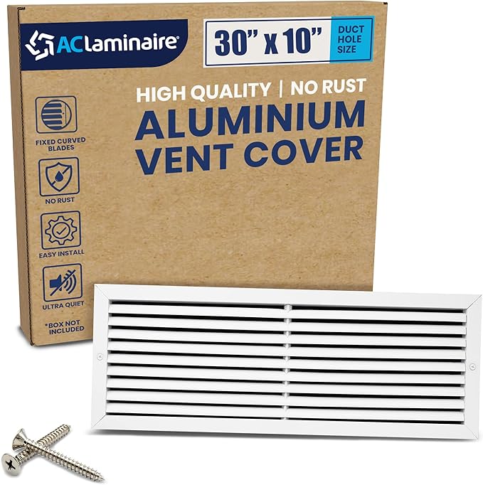 30x10 Inch Air Return Vent Cover Decorative – Premium Aluminum AC Vent Cover by LAMINAIRE