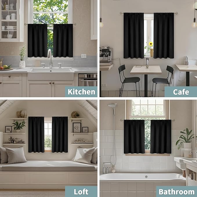 BGment Short Blackout Curtains for Kitchen 30 Inch Long, Bedroom Curtains for - Image 2