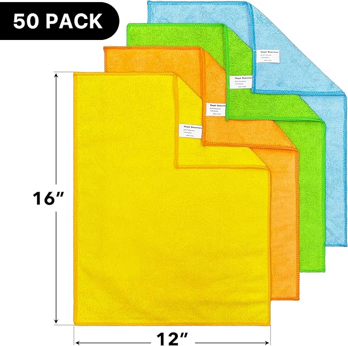 Simple Houseware Microfiber Cleaning Cloth 50 Pack, 4 Colors - Image 2