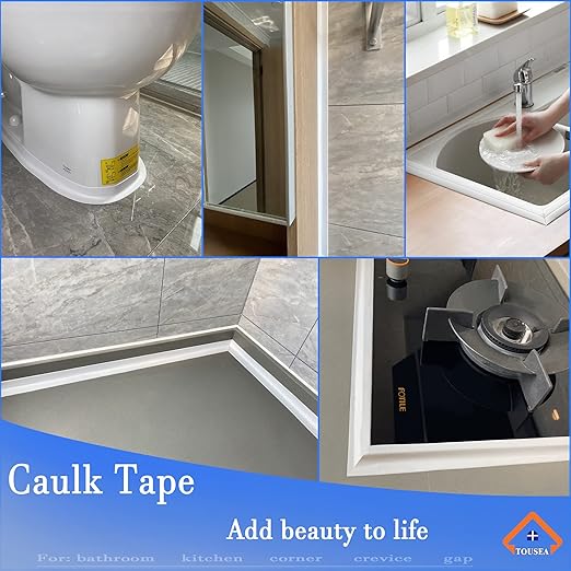 White Caulk Tape for Bath & Kitchen, Caulking Tape for Bathroom Caulking White - Image 7