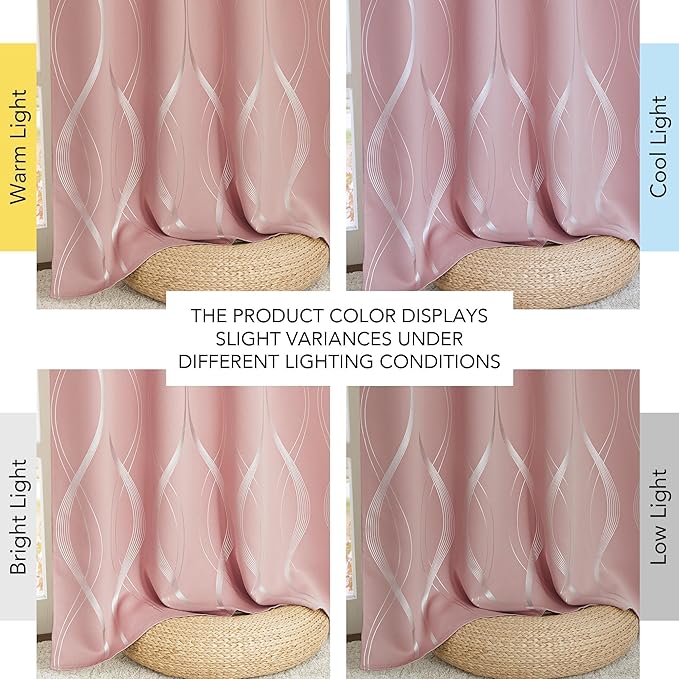 NICETOWN 100% Blackout Pink Curtains - Image 8