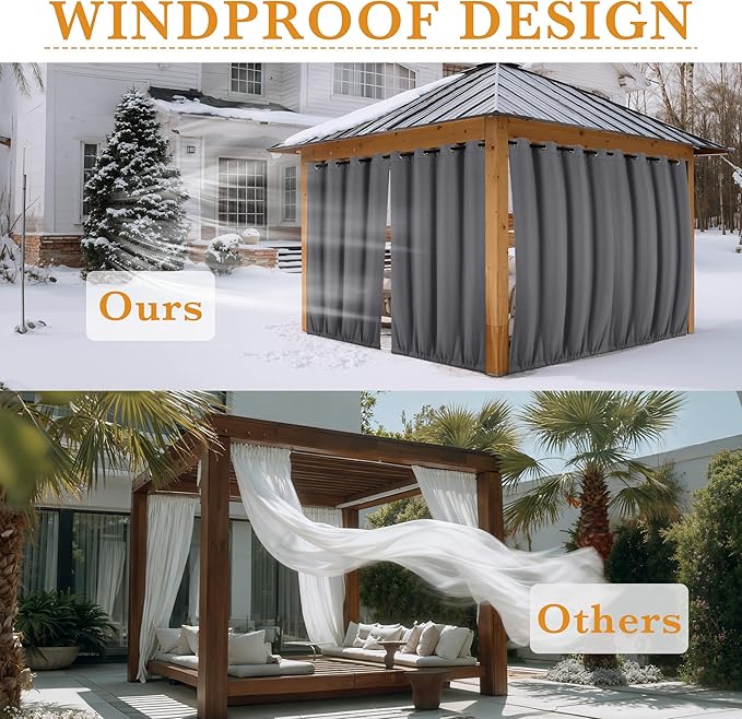 RYB HOME Outdoor/Indoor Thermal Insulated Fade-Resistant Blackout Curtains - Image 4
