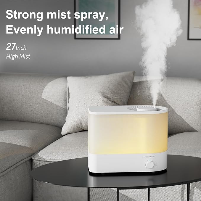 MEGAWISE 2025 Large Capacity Humidifier, 6L Top Fill Design, 50H Runtime - Image 6