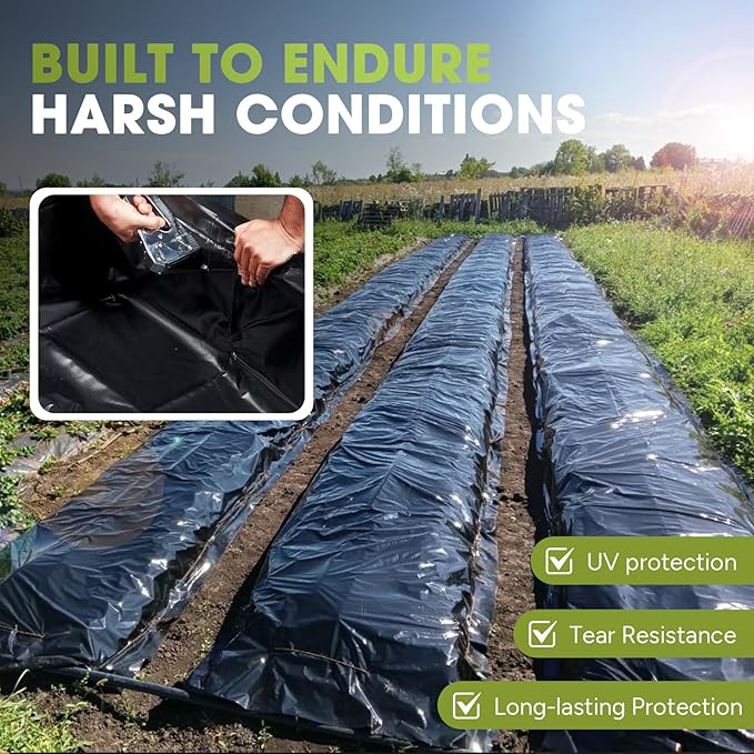 10 Mil Black Plastic Sheeting 10x100 FT – Heavy Duty Polyethylene Plastic Rolls - Image 7