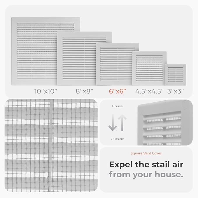 2-Pack 8" x 8" Square Air Vent Cover – White Plastic Vent Deflector - Image 3