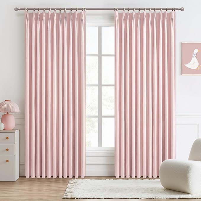 Baby Pink Extra Wide Curtains 70 Inches Wide by QJMYDECO