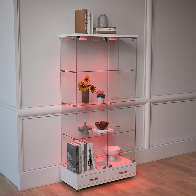 Yoluckea 4-Tier Glass Display Cabinet - Image 8