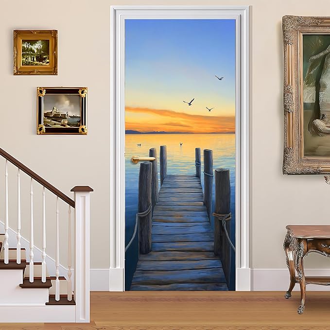 3D Door Stickers, Peel and Stick Vinyl Wallpaper, Self-Adhesive Mural Door Cover by BVBOX