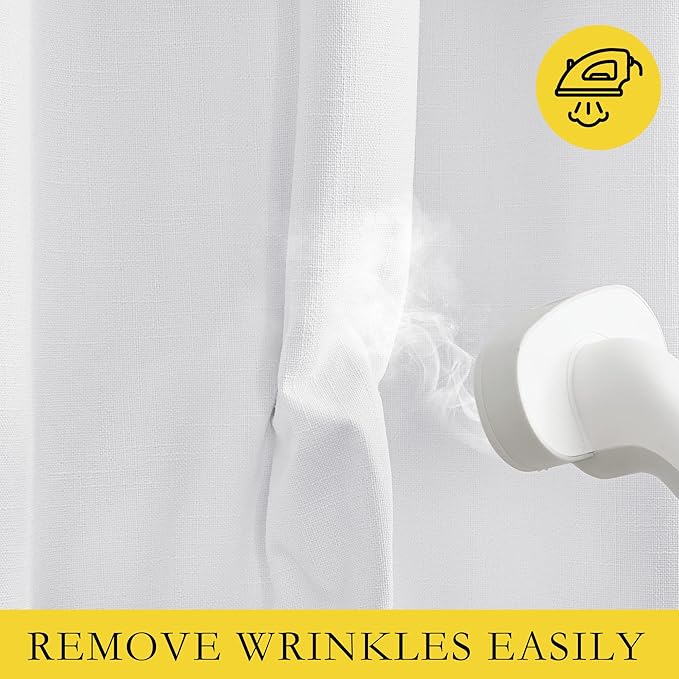 NICETOWN White Linen Curtains, 62 inches Width Each Panel, 120 inches Length - Image 7