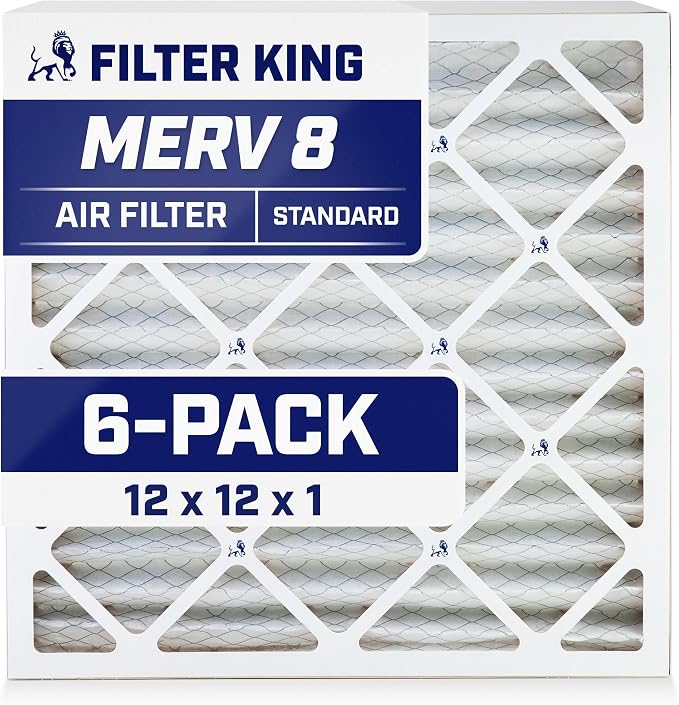 Filter King 12x12x1 Air Filter | 6-PACK | MERV 8 HVAC Pleated A/C Furnace by FilterKing