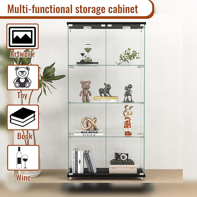Yoluckea 4-Shelf Glass Display Cabinet - Image 4