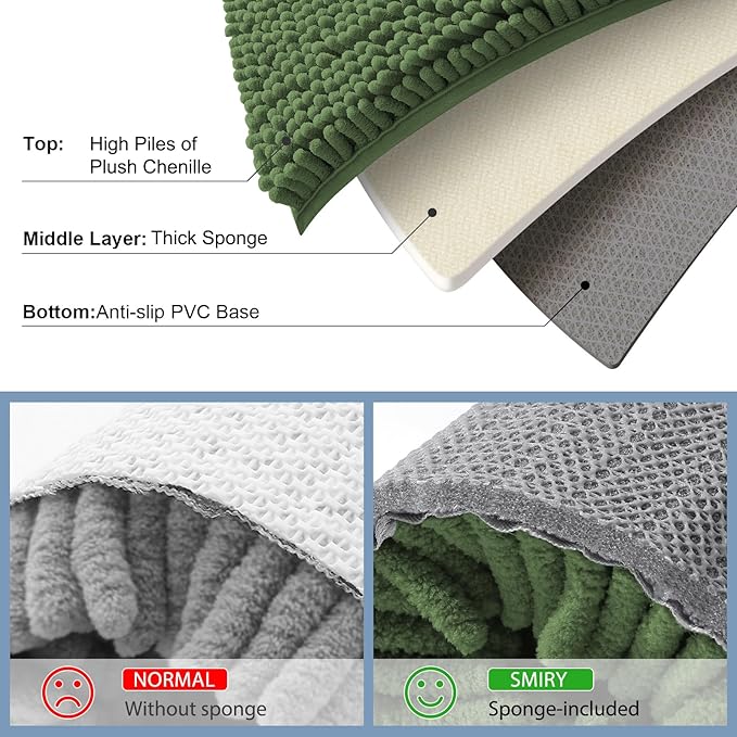 Smiry Luxury Chenille Bathroom Rugs 36x24, Extra Soft and Absorbent Shaggy Bath - Image 5