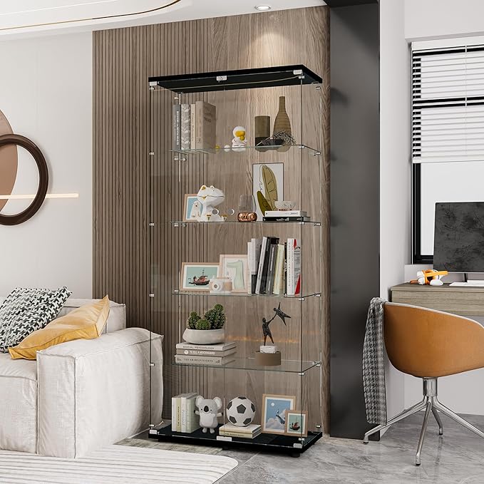 Yoluckea 5 Shelves Glass Display Cabinet - Image 3