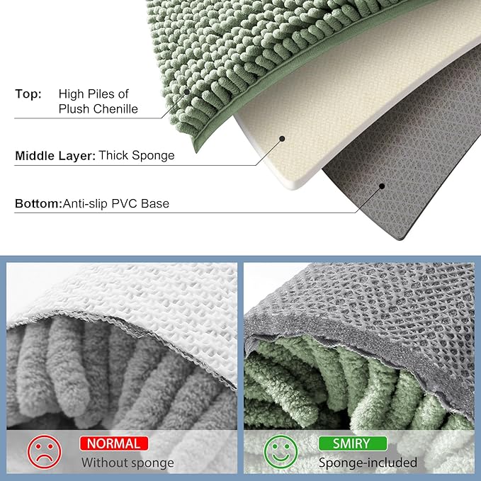 Smiry Luxury Chenille Toilet Rugs U-Shaped 24x20, Soft Absorbent Non-Slip - Image 5