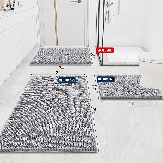 Smiry Luxury Chenille Bathroom Rugs 59x20, Extra Soft and Absorbent Shaggy Bath - Image 2