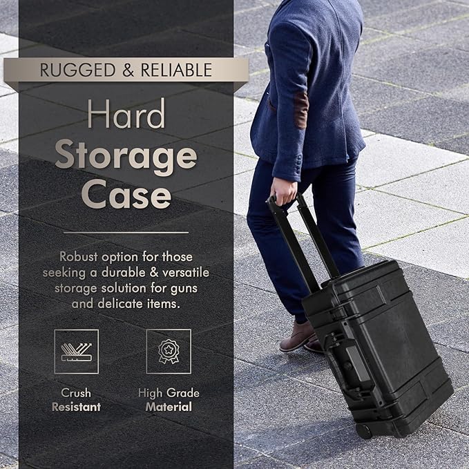 Camera Hard Case Dry Box With Foam & Stretchable Handle With Wheels | Gun Safe - Image 2