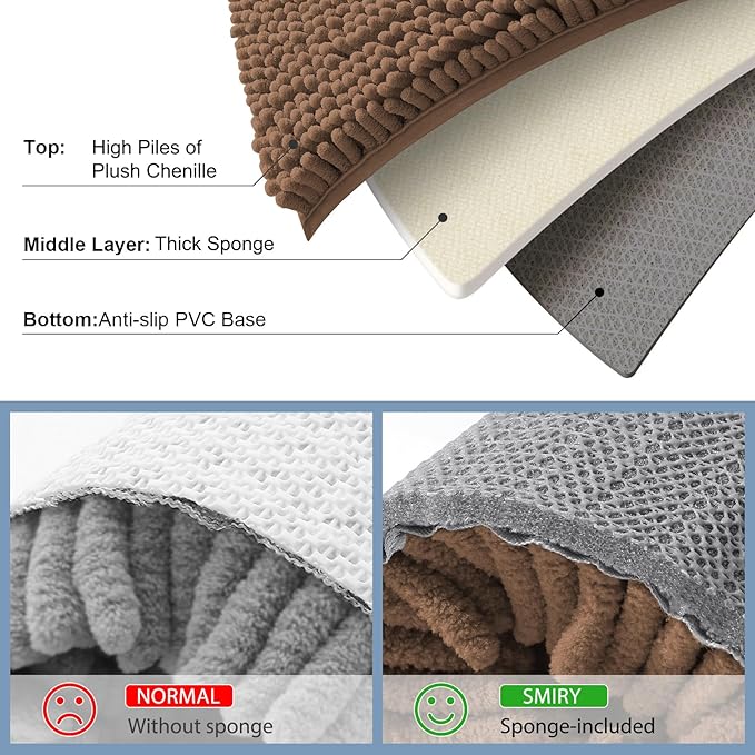Smiry Luxury Chenille Bathroom Rugs 24x16, Extra Soft and Absorbent Shaggy Bath - Image 5