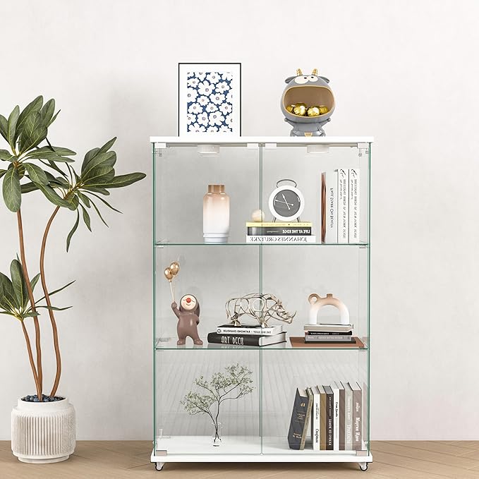 Yoluckea 3-Shelf Glass Display Cabinet - Image 9