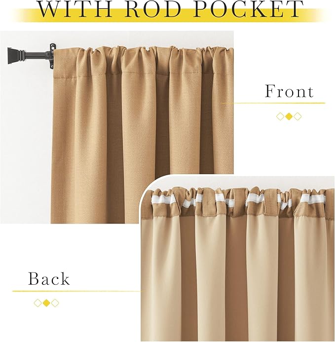 NICETOWN Thick Living Room Caramel Curtains 84 inches Long, Rod Pocket/Back - Image 8