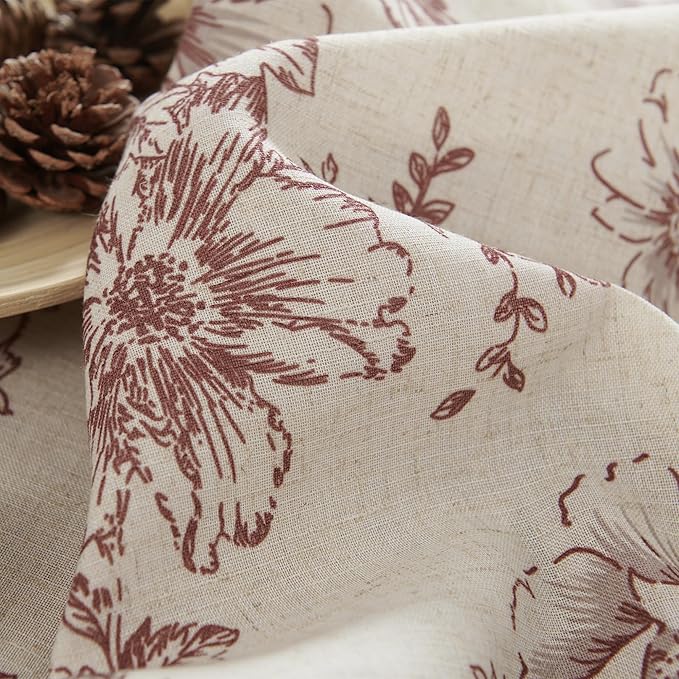 jinchan Linen Blend Curtain Floral Curtains - Image 6