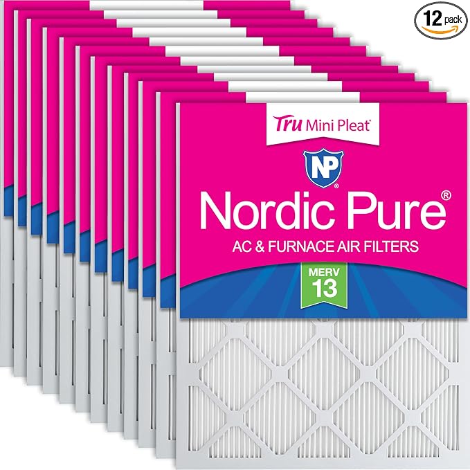 Nordic Pure 10x20x1 Tru Mini Pleat MERV 13 AC Furnace Air Filters 12 Pack | by NordicPure