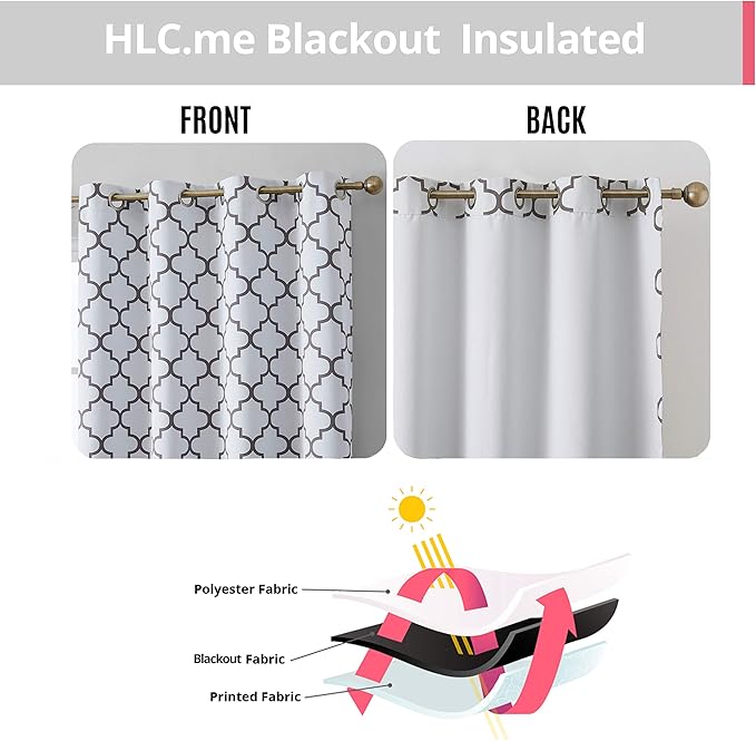 HLC.ME Lattice White and Grey Curtains - Image 3