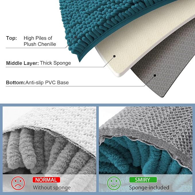 Smiry Luxury Chenille Bathroom Rugs 30x20, Extra Soft and Absorbent Shaggy Bath - Image 5