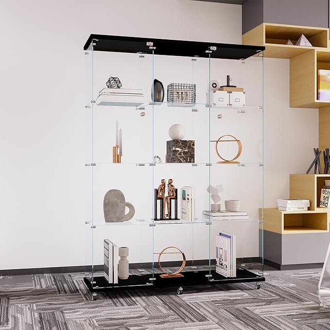Yoluckea 4 Shelves Glass Display Cabinet Extra Large, Floor Standing Clear by Yoluckea