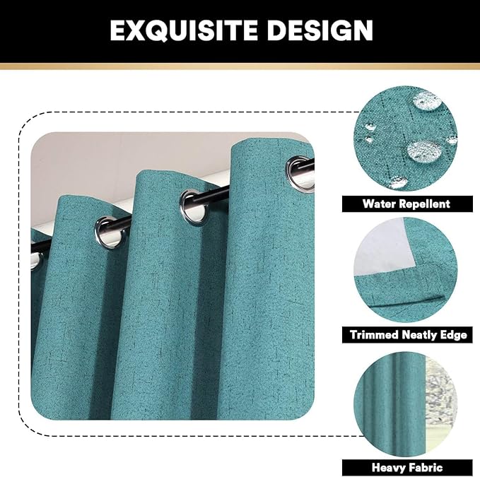 PrinceDeco 100% Blackout Curtains Linen Curtain - Image 6