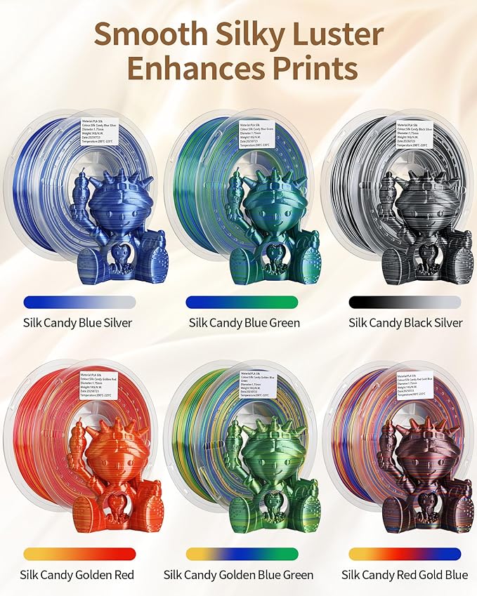 LANDU Silk PLA Filament 1.75mm 3D Printer Multicolor Filament Gradient Color - Image 3