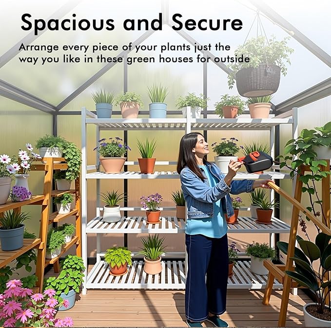 6×10FT Greenhouse for Outdoors, Walk-in Greenhouse and Winter Garden Planting - Image 6