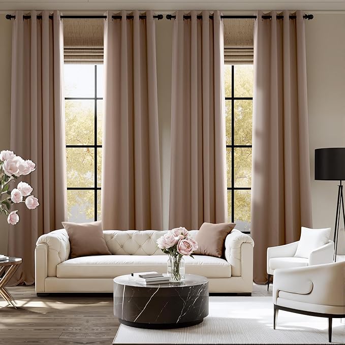 NICETOWN Room Darkening Draperies Curtains Panels, 2 Panels Cappuccino W52 x - Image 2