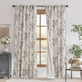 jinchan Blackout Linen Blend Curtain Floral Blackout Curtains by JINCHAN