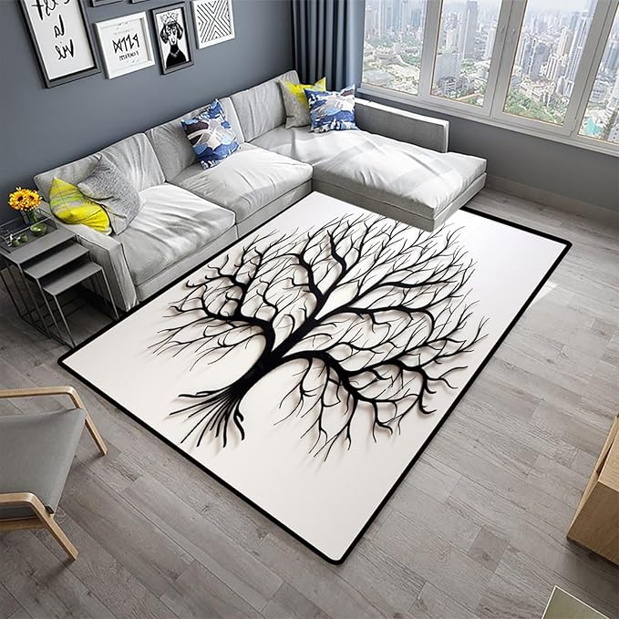 Floor Covering A Leafless Tree Floral Printing Lightweight Area Rugs Fade - Image 2