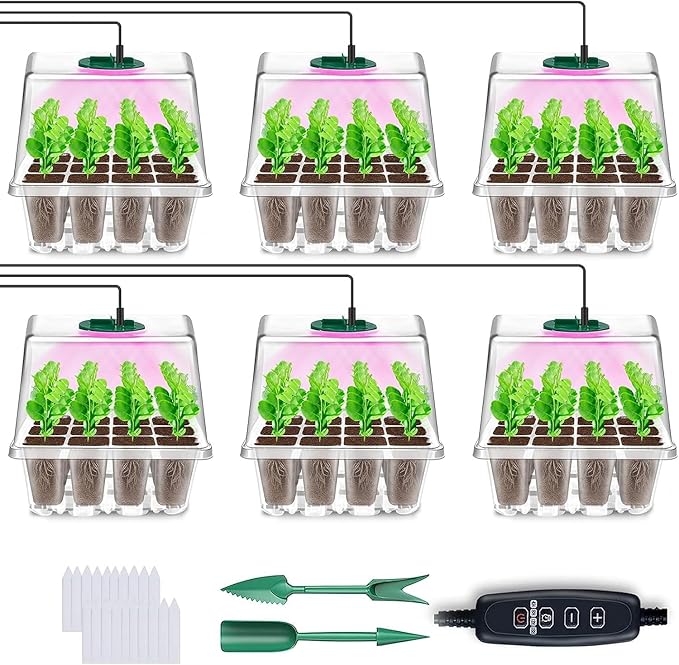 YAUNGEL Seed Starter Tray with Grow Light, 6 Pack Seed Starter Kit with Timing by YAUNGEL
