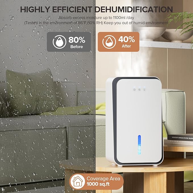 Dehumidifier for Home, 1000 sq.ft Dehumidifier for Basement Bathroom Bedroom - Image 3