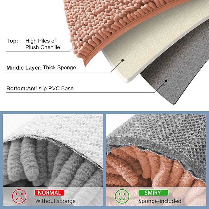 Smiry Luxury Chenille Bathroom Rugs 30x20, Extra Soft and Absorbent Shaggy Bath - Image 5