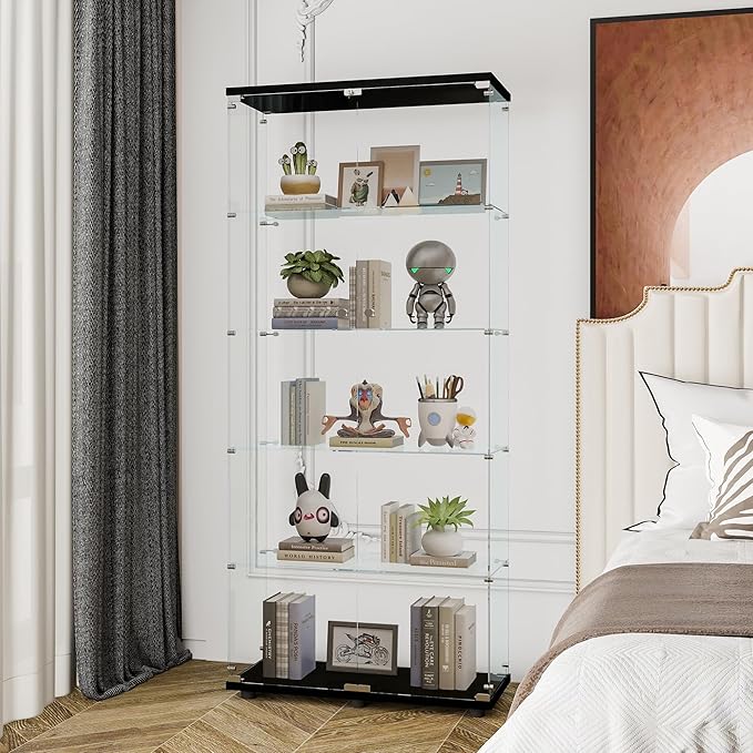 Yoluckea 5 Shelves Glass Display Cabinet - Image 4