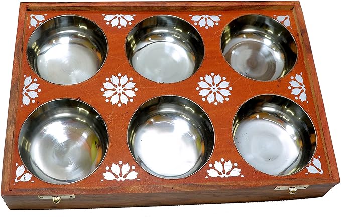 Wooden Spice Box Multipurpose Utility Table Top Glass Top Masala Dabba - Image 6