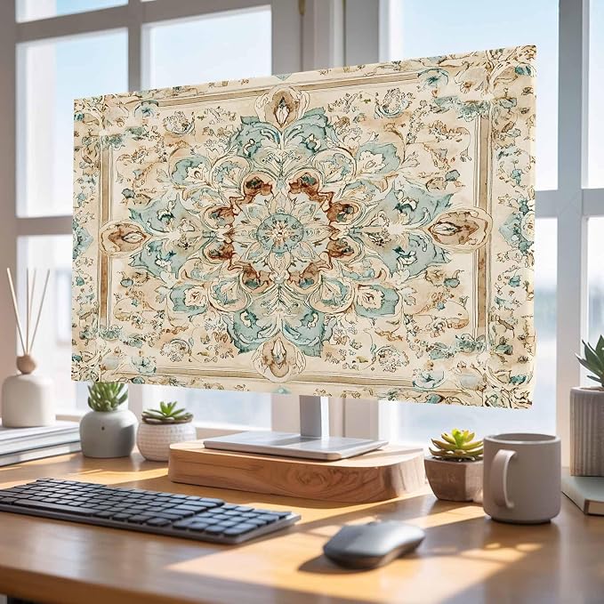 Bohemian Style Flowers Indoor TV Cover, Elastic TV Screen Protector Retro by Unknown