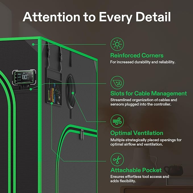 VIVOSUN P558 60"×60"×80" PRO Grow Tent, - Image 5