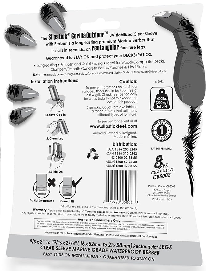 Slipstick GorillaOutdoor Berber Furniture Feet Pads - Image 5